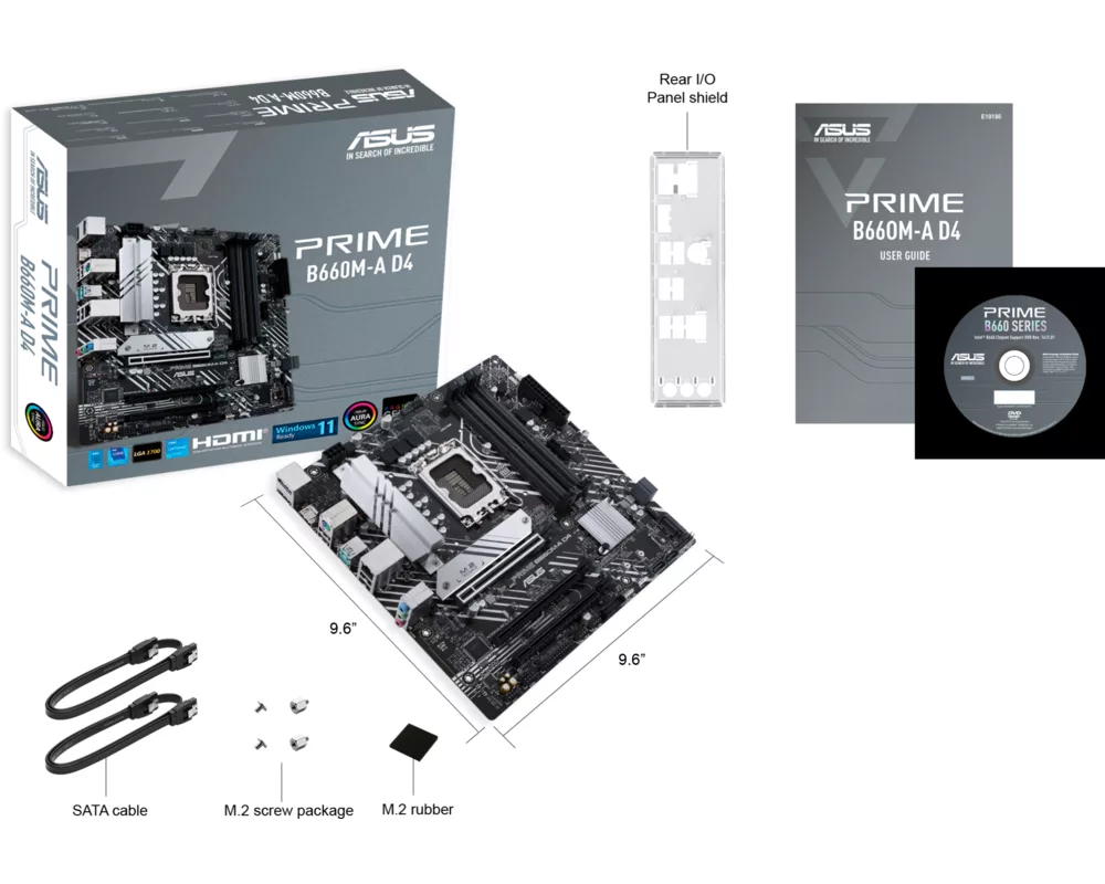 Дънна платка ASUS PRIME B660M-A D4, LGA 1700 mATX, 4x DDR4, Dual M.2, Aura Sync RGB 7