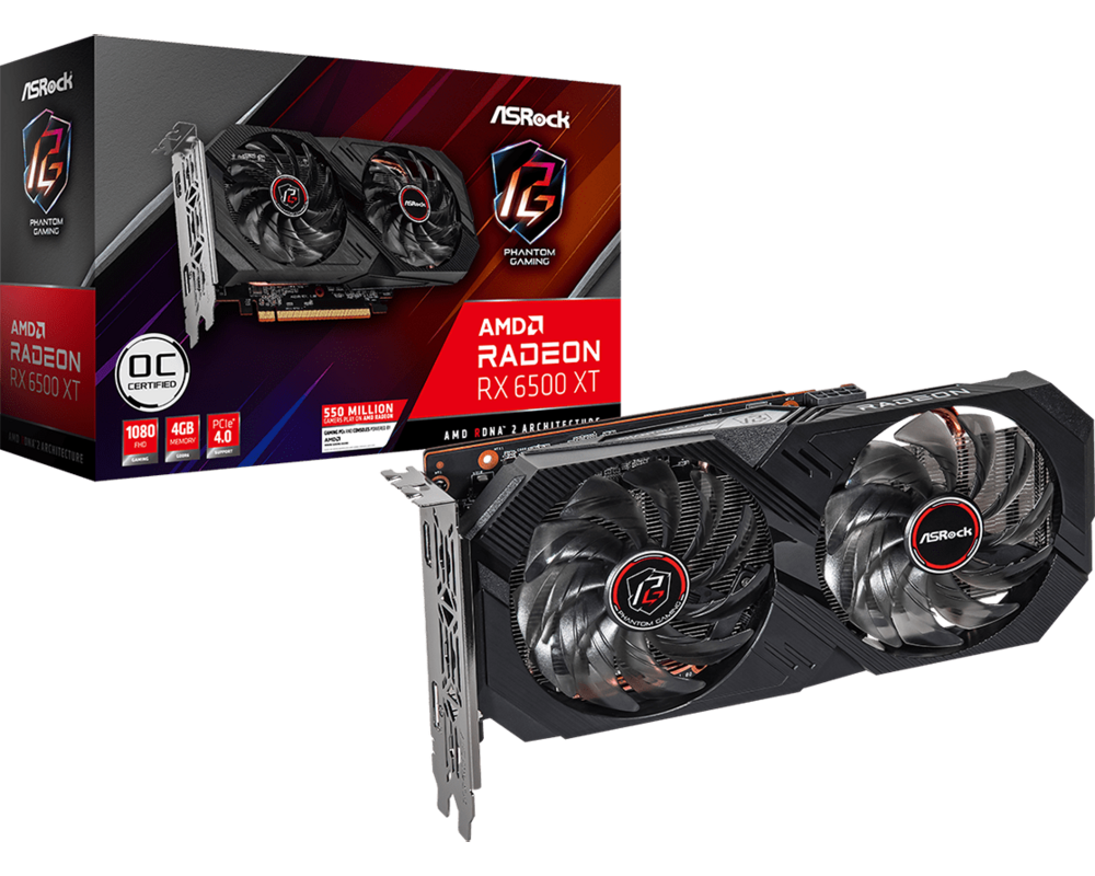 Видеокарта ASRock AMD Radeon RX 6500 XT Phantom Gaming D 4GB GDDR6 OC 9