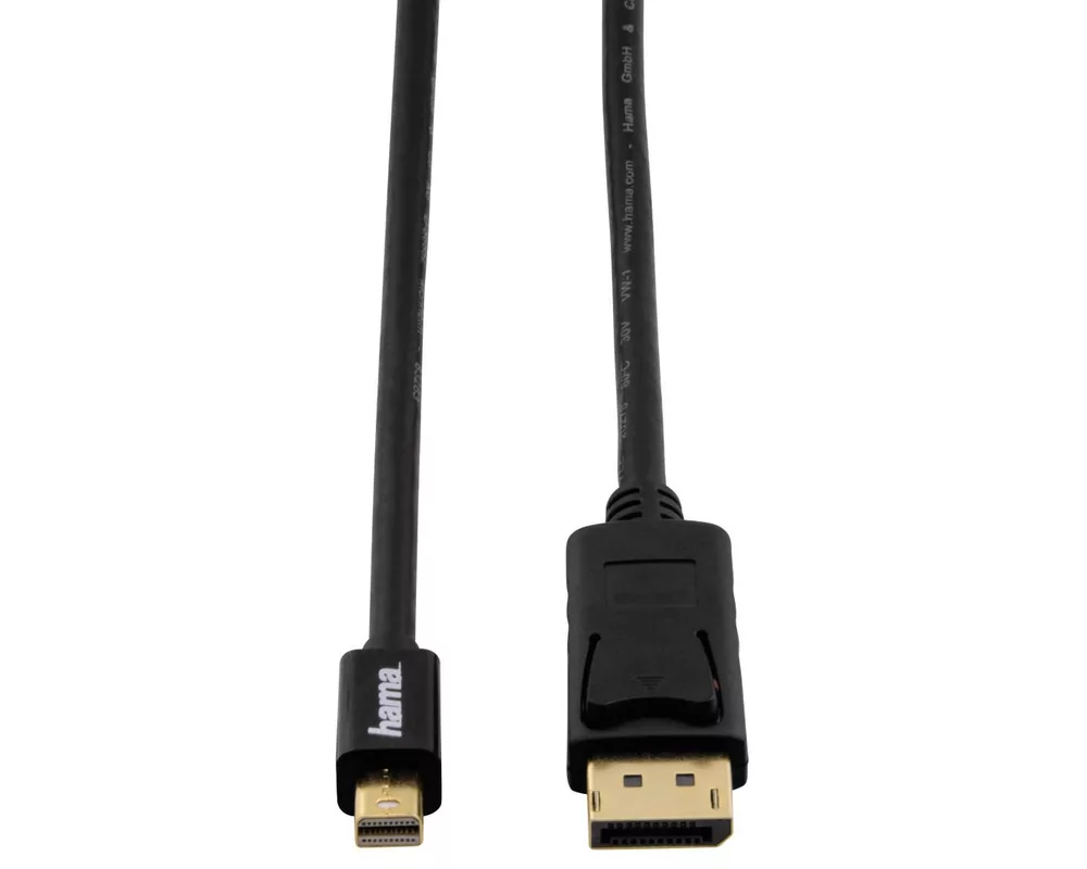 Кабел HAMA 54563 mini DisplayPort мъжко - DisplayPort мъжко, 1.8 m, Позлатени конектори, 3 звезди, Черен 2