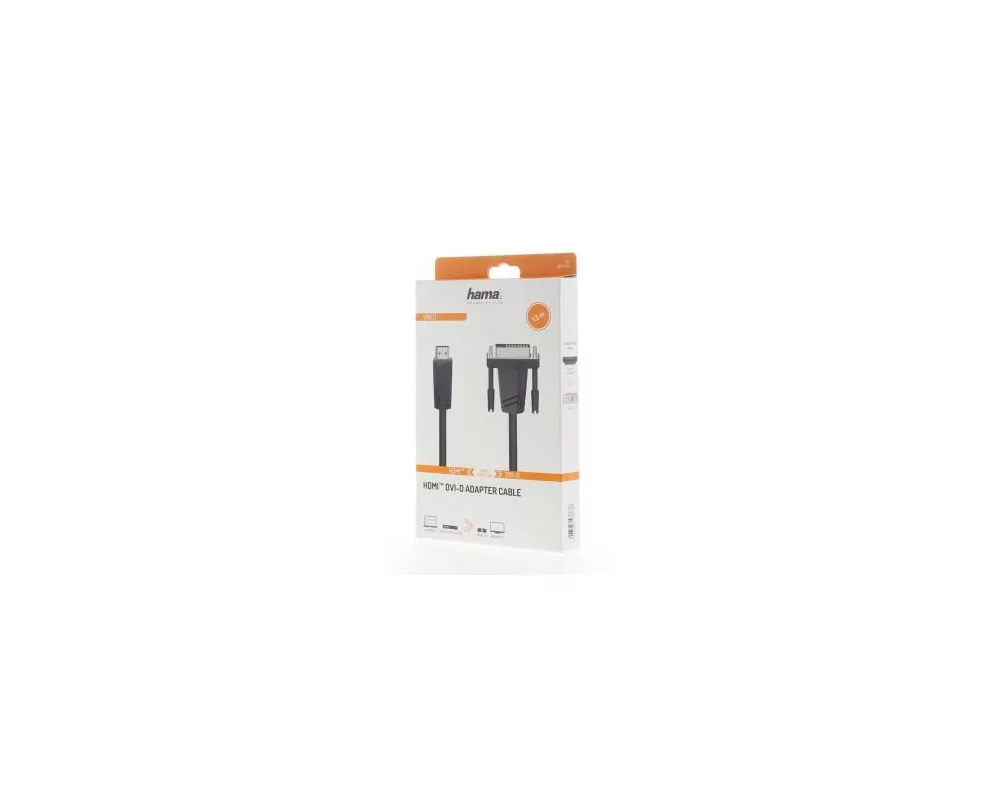 Кабел HAMA 205018, HDMI мъжко - DVI/D мъжко, 1.5 м, Екраниран, Черен 2