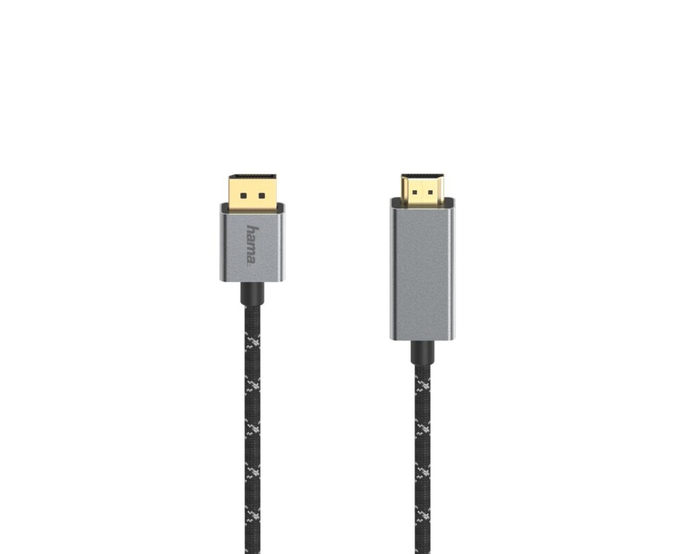 Кабел HAMA, DisplayPort мъжко - HDMI мъжко, Ultra-HD, 4K@60 Hz, 1.5м, Алуминий, Позлатени конектори, Черен 2