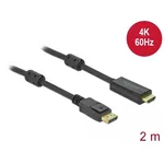 Кабел Delock DisplayPort мъжко - HDMI мъжко, 2 м., 4K 60Hz, Черен 2