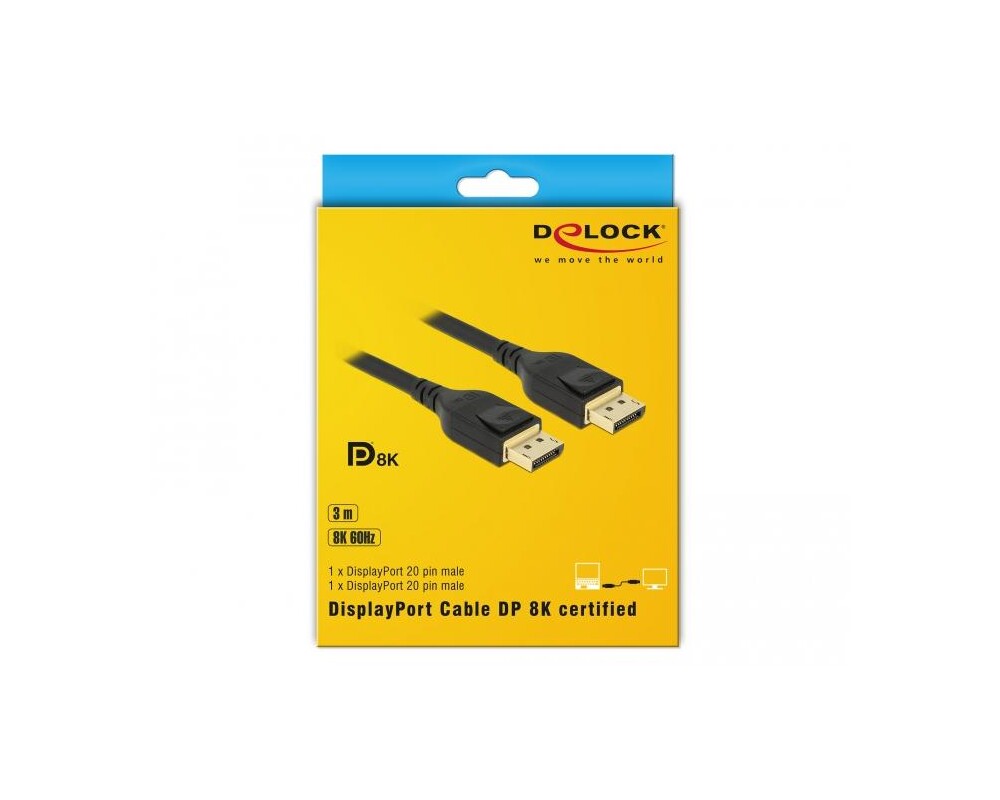Кабел Delock, DisplayPort мъжко - DisplayPort мъжко, 3.0м, 8K 60 Hz, Черен 5