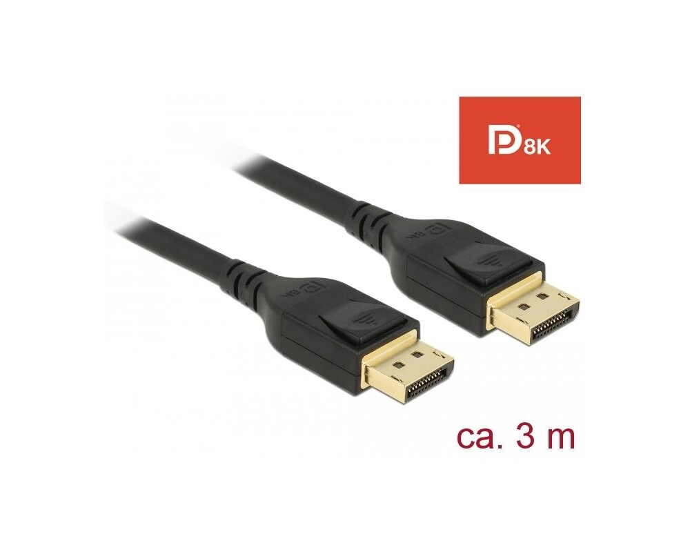 Кабел Delock, DisplayPort мъжко - DisplayPort мъжко, 3.0м, 8K 60 Hz, Черен 2