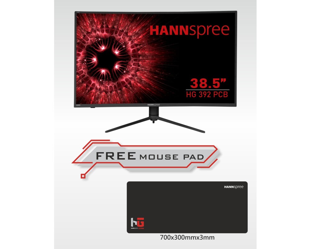 Монитор HANNSPREE HG392PCB, WQHD, Wide, Извит, 38.5 inch, 165 Hz, HDMI, DP, Черен 7