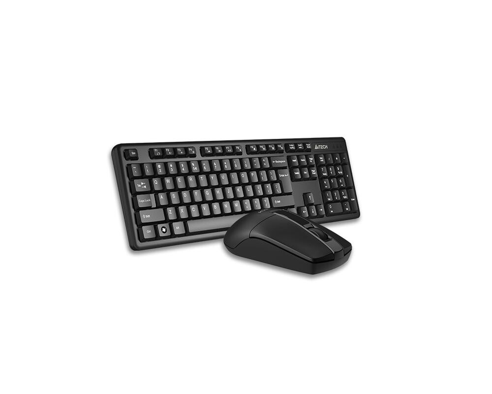 Клавиатура Комплект клавиатура и мишка A4tech 3330N, Безжичен, 2.4G Hz, Черен 3