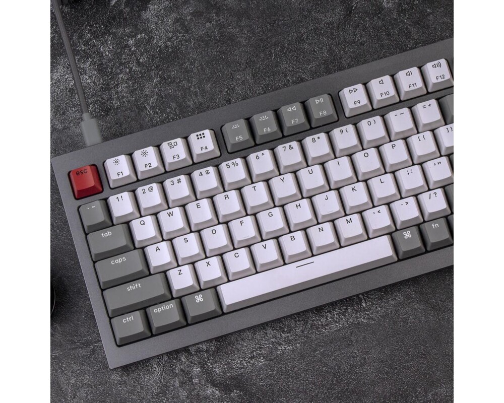 Клавиатура Геймърска Механична клавиатура Keychron Q1 Silver Grey QMK TKL Gateron G Pro Brown Switch RGB LED ABS 3