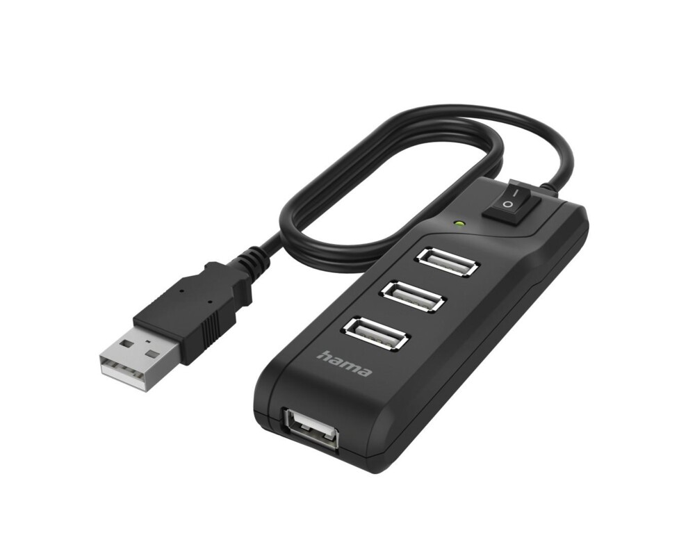 USB хъб HAMA, С бутон вкл./изкл., USB 2.0, 1:4, 480 Mbit/s, черен 3