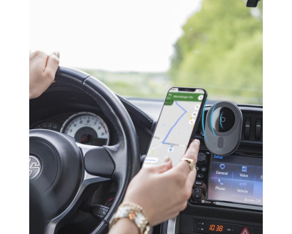 Зарядно Безжично зарядно и стойка за кола HAMA MagCharge Car FC15, 15W, Магнитно, Черен 6