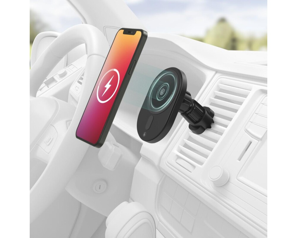 Зарядно Безжично зарядно и стойка за кола HAMA MagCharge Car FC15, 15W, Магнитно, Черен 5