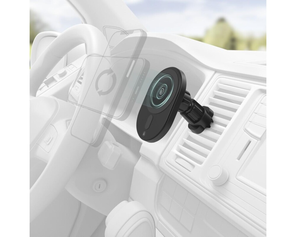 Зарядно Безжично зарядно и стойка за кола HAMA MagCharge Car FC15, 15W, Магнитно, Черен 4