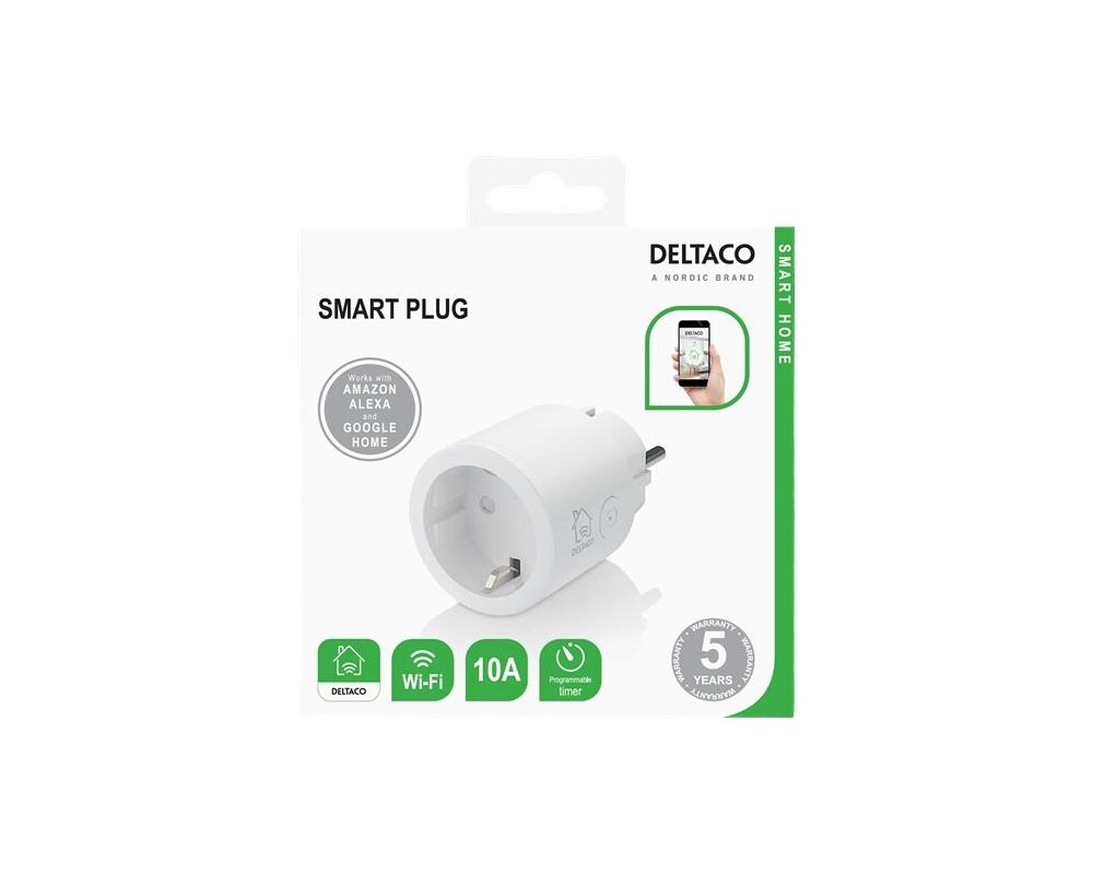 Smart Home DELTACO SH-P01, Google Assistant, Alexa, 10А, WiFi 2.4Ghz, 1xCEE 7/3, Бял 4