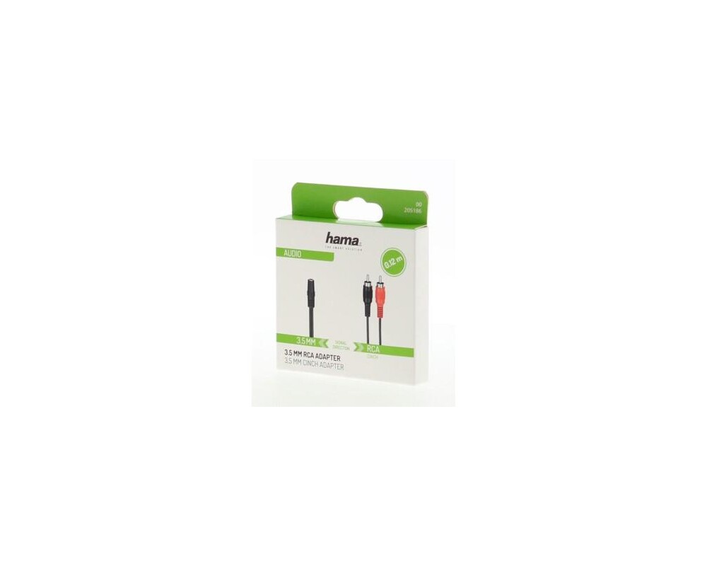 Аудио кабел HAMA, 3.5 mm жак женско - 2 x Чинч мъжко, 0.12 м, Черен 2