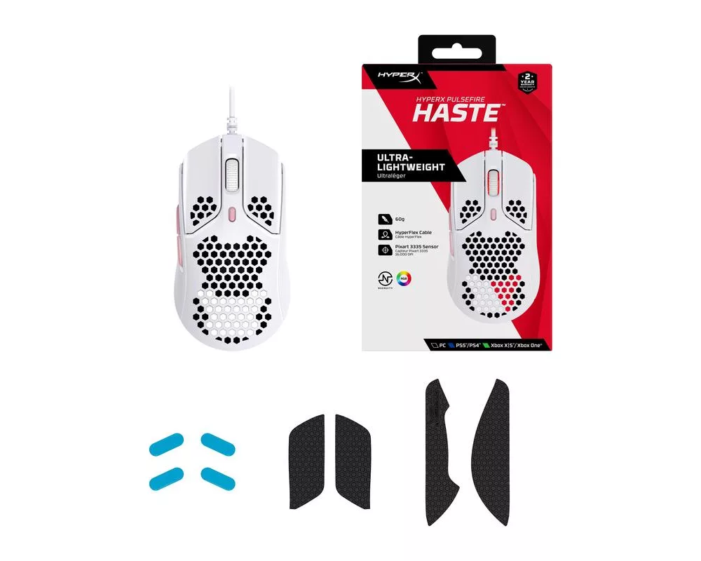 Мишка HP HyperX Pulsefire Haste white-pink gaming mouse 6