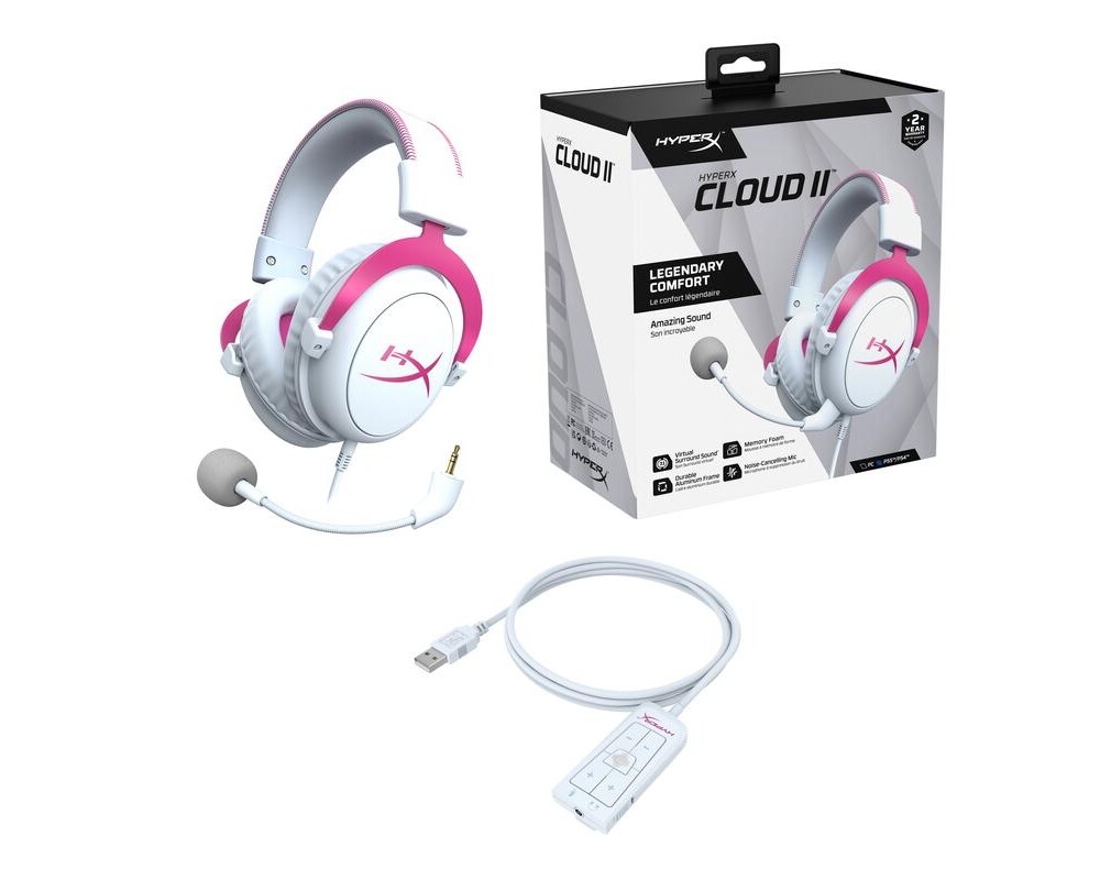 Слушалки Геймърски слушалки HyperX Cloud II Pink, Микрофон, Розово/Бяло 6