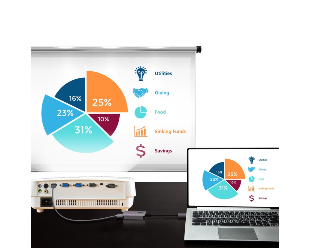 Адаптери ATEN UC3008A1, USB-C мъжко - HDMI женско, 4K, Черен 5