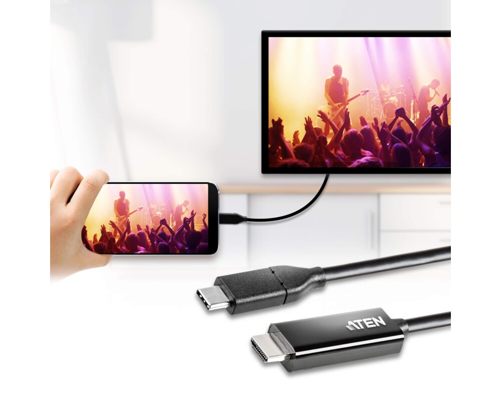 Адаптери RAID ATEN UC3238, USB-C мъжко - HDMI женско, 4K, 2.7м, Черен 5