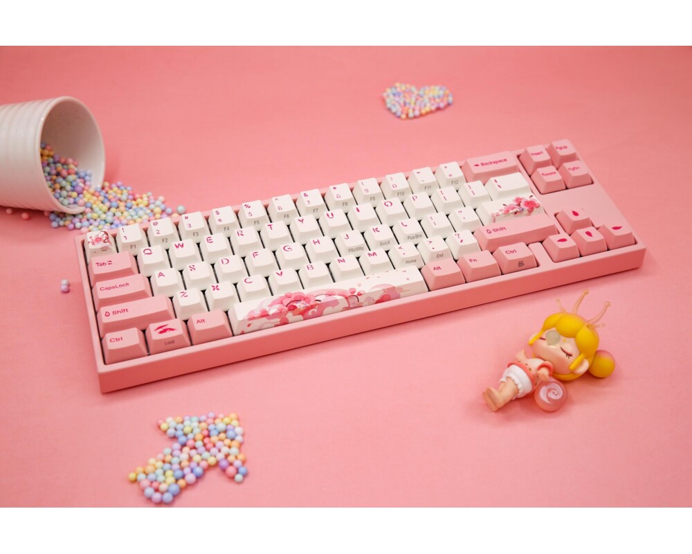 Клавиатура Геймърскa механична клавиатура Ducky x Varmilo Miya Sakura V2, Cherry MX Silent Red, Розов 4