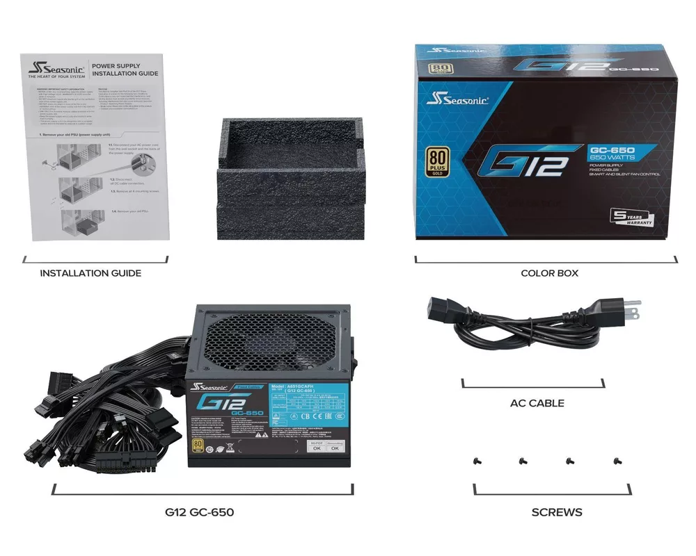 Захранване 650W Seasonic G12 GC-650 80 PLUS Gold 10