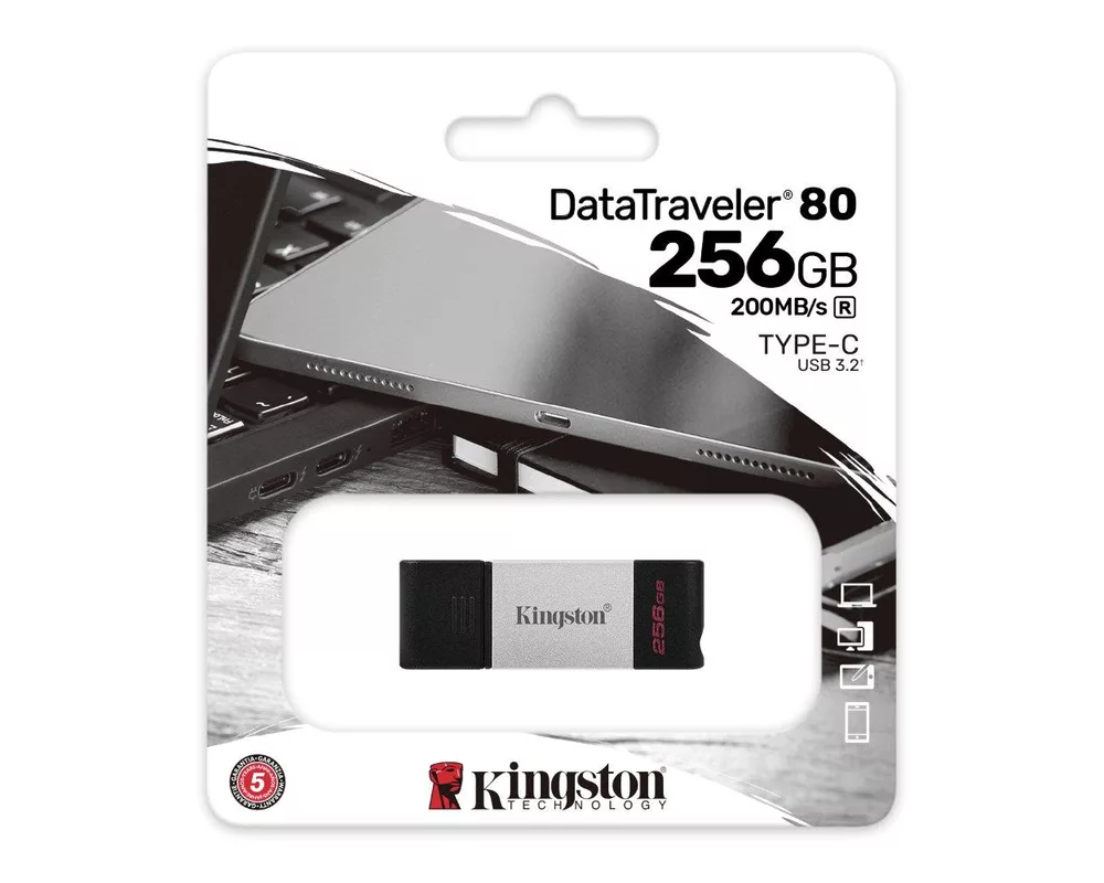 Флаш памет KINGSTON 256GB USB-C 3.2 Gen1 DataTraveler 80 5