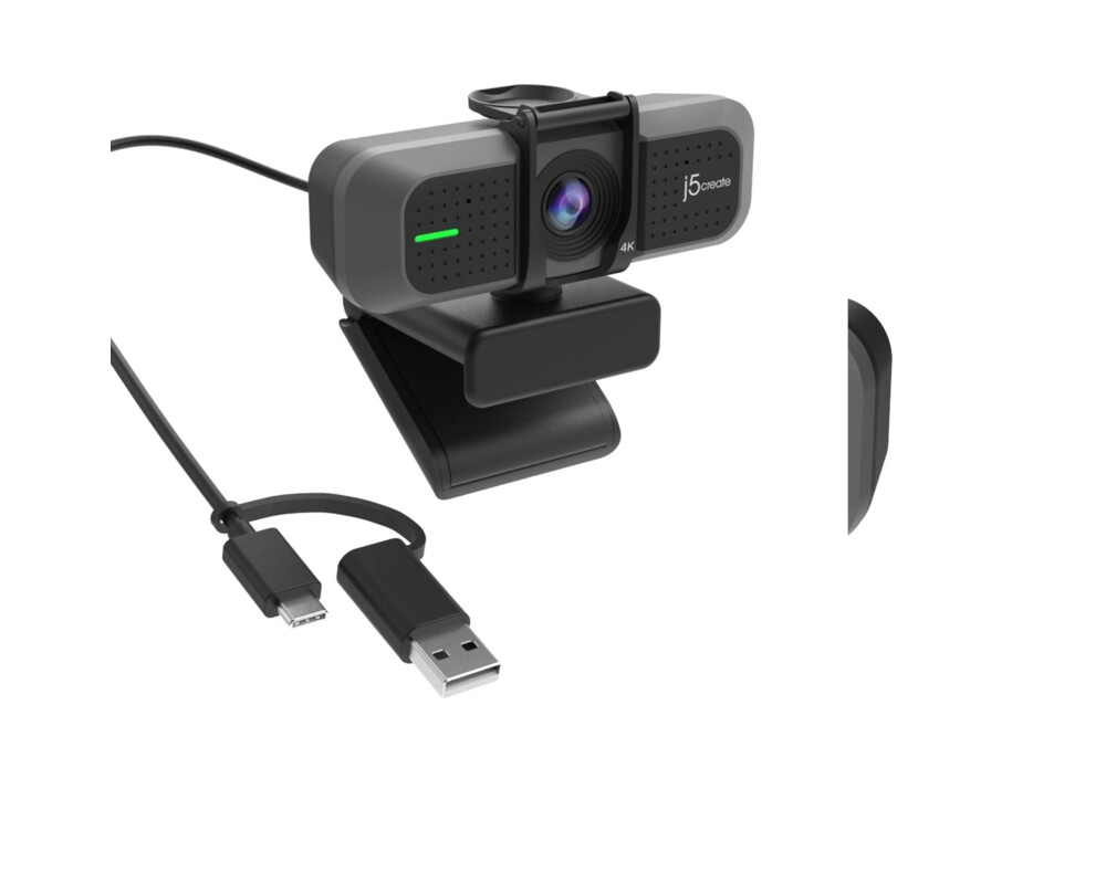 Уеб камера j5create JVU430, 4K Ultra HD, Два микрофона, 360° Rotation, Черен 2