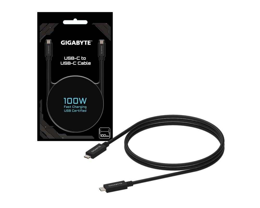 Кабел GIGABYTE USB Type-C мъжко към USB Type-C мъжко 3.2Gen, 1 м 10Gbp/s 5