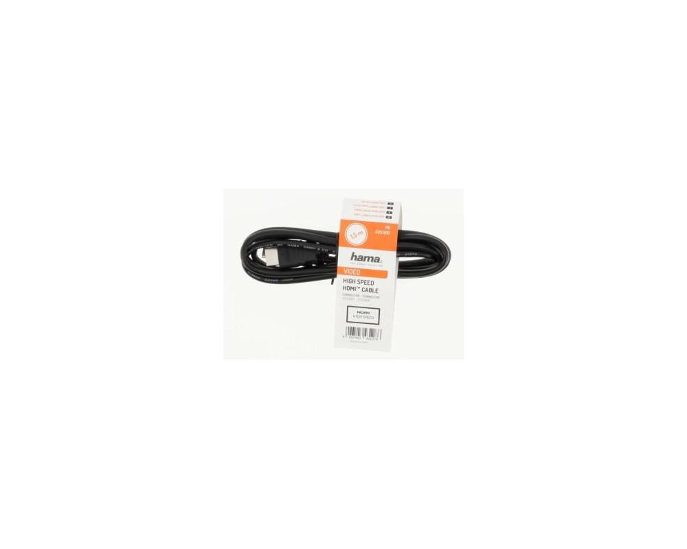 Кабел HAMA 205000, HDMI мъжко - HDMI мъжко, 10Gbit/s, 1080p, 1.5 м, Екраниран, Черен 2