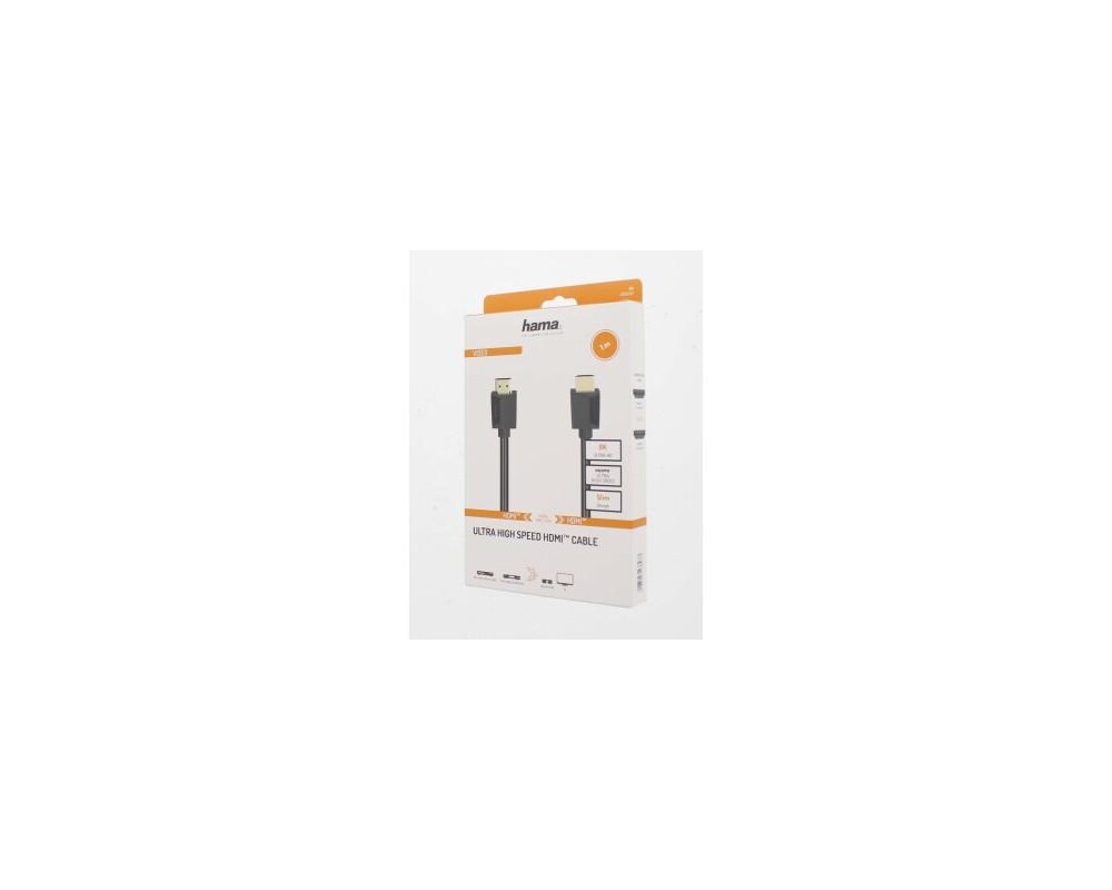 Кабел HAMA High Speed, HDMI мъжко - HDMI мъжко, 8K, 48GB/s, Ethernet, 1 м, Позл. конектори, Черен 3