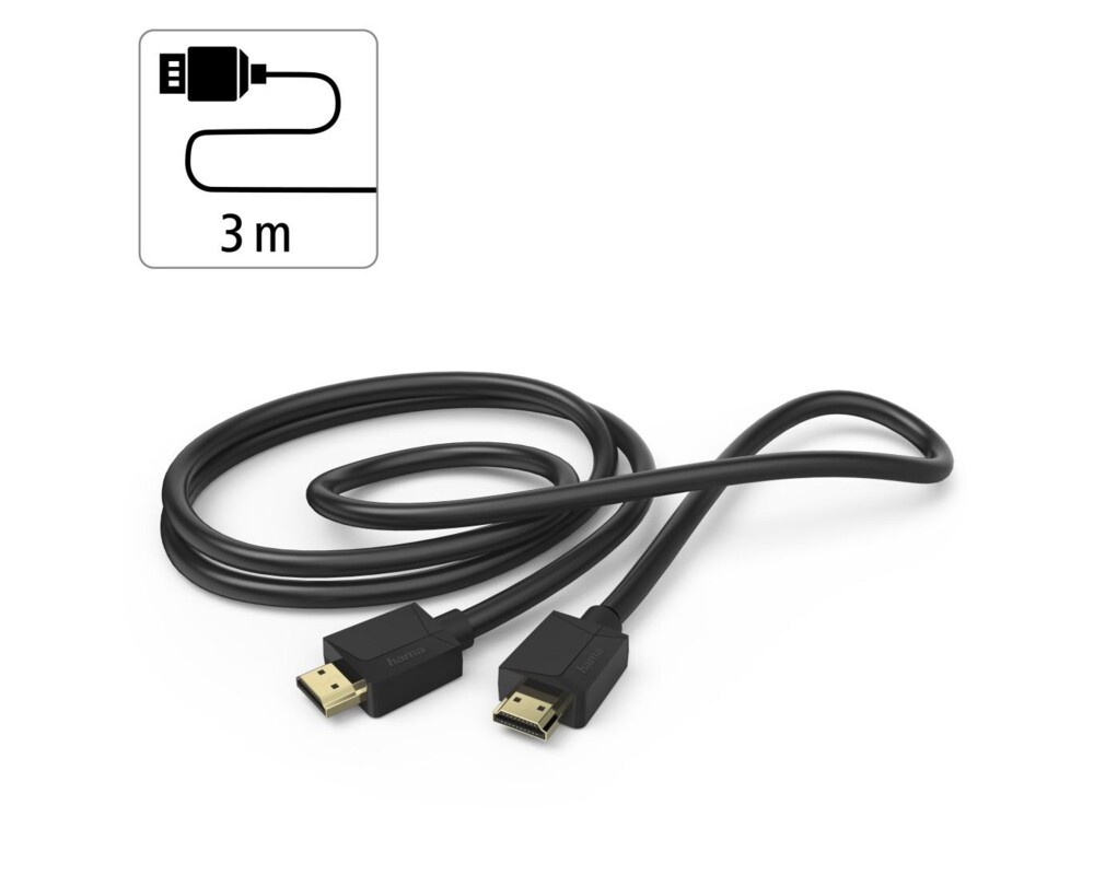 Кабел HAMA 205243, HDMI мъжко - HDMI мъжко, 8K, 48GB/s, Ethernet , 3 м, Позл. конектори, Черен 7