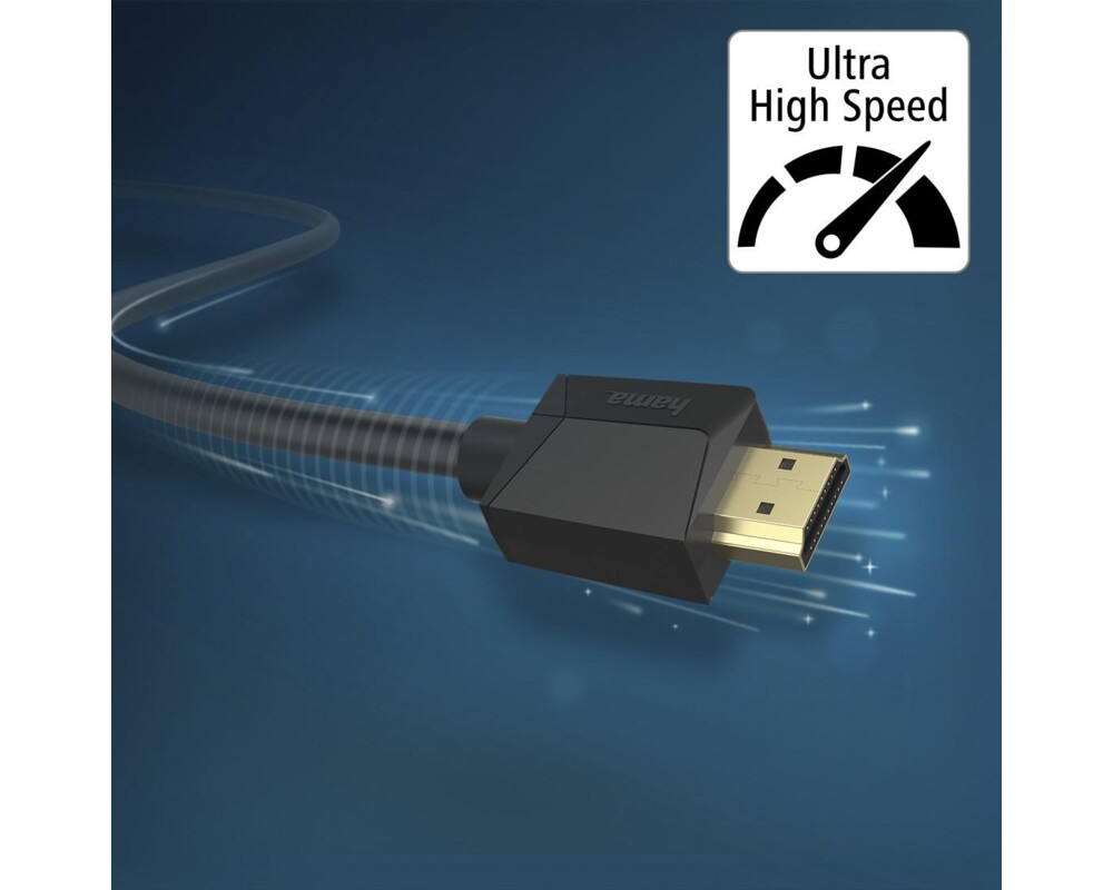 Кабел HAMA 205243, HDMI мъжко - HDMI мъжко, 8K, 48GB/s, Ethernet , 3 м, Позл. конектори, Черен 6