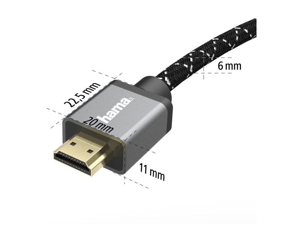 Кабел HAMA Ultra HD, HDMI мъжко - HDMI мъжко, 8K, 48GB/s,метал, 2 м, Позл. конектори, Черен 4