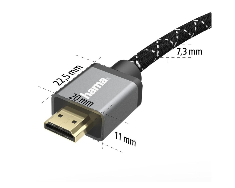 Кабел HAMA Ultra HD, HDMI мъжко - HDMI мъжко, 8K, 48GB/s,метал, 3 м, Позл. конектори, Ethernet, Черен 6