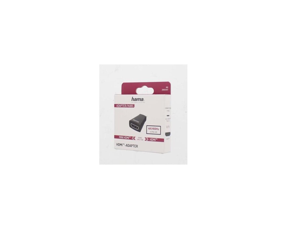 Адаптери HAMA 200347, Mini-HDMI мъжко - HDMI женско, Ultra-HD, 4K, Черен 2
