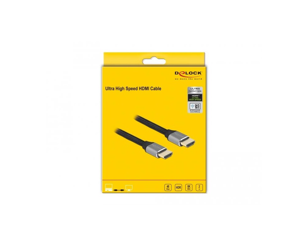 Кабел Delock Ultra High Speed, HDMI мъжко - HDMI мъжко, 48 Gbit/s, 8K 60 Hz, 2 м, Сив 3