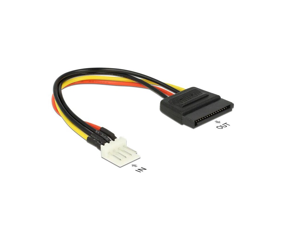 Кабел Delock Power Cable, SATA 15 pin receptacle - 4 pin floppy male, 15 см 2