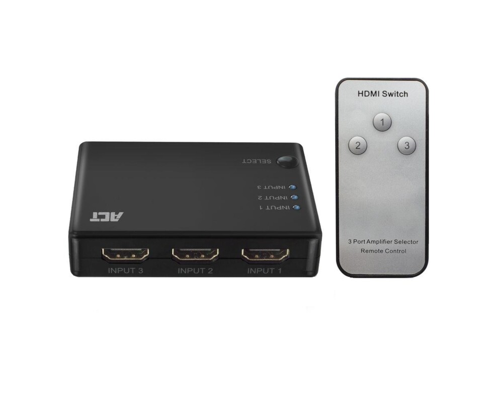 Кабел 3 портов HDMI суич ACT AC7845, 4K@60Hz, USB, Дистанционно, Черен 6