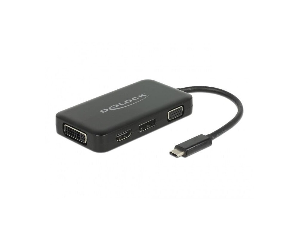 Адаптери 4 в 1 Delock 63929 USB-C мъжко - VGA / DVI / DP / HDMI женско, Черен 5