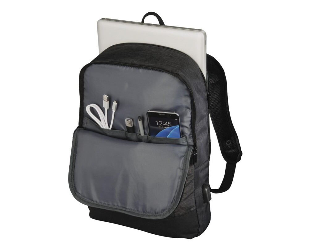 Раница HAMA Manchester, До 40 см (15.6"), USB порт, Черна 2