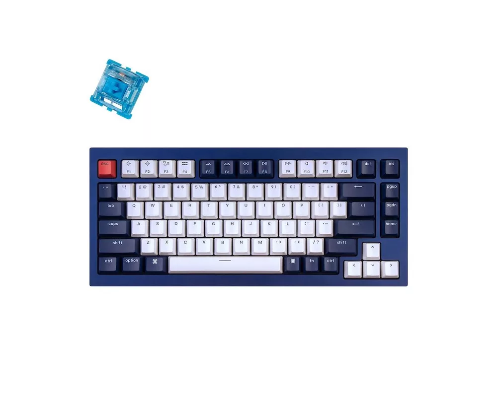 Клавиатура Геймърска Механична клавиатура Keychron Q1 Navy Blue QMK TKL Gateron G Pro Blue Switch RGB LED ABS 2