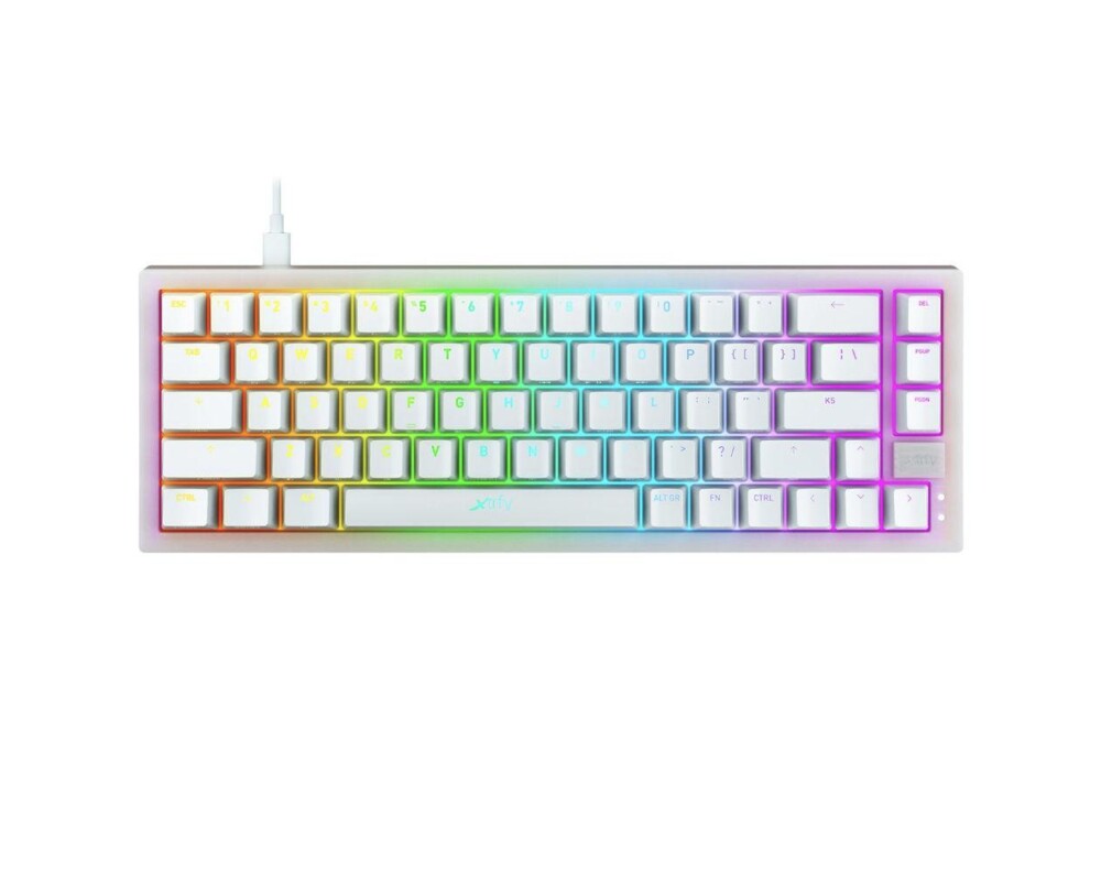 Клавиатура Геймърскa механична клавиатура XTRFY K5 Transperant White, 65% Hotswap RGB US Layout Kailh Red 2