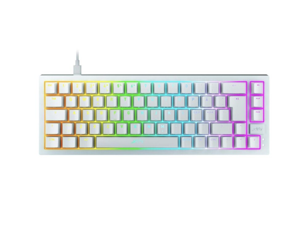 Клавиатура Геймърскa механична клавиатура XTRFY K5 Transperant White, 65% Hotswap RGB UK Layout Kailh Red 2