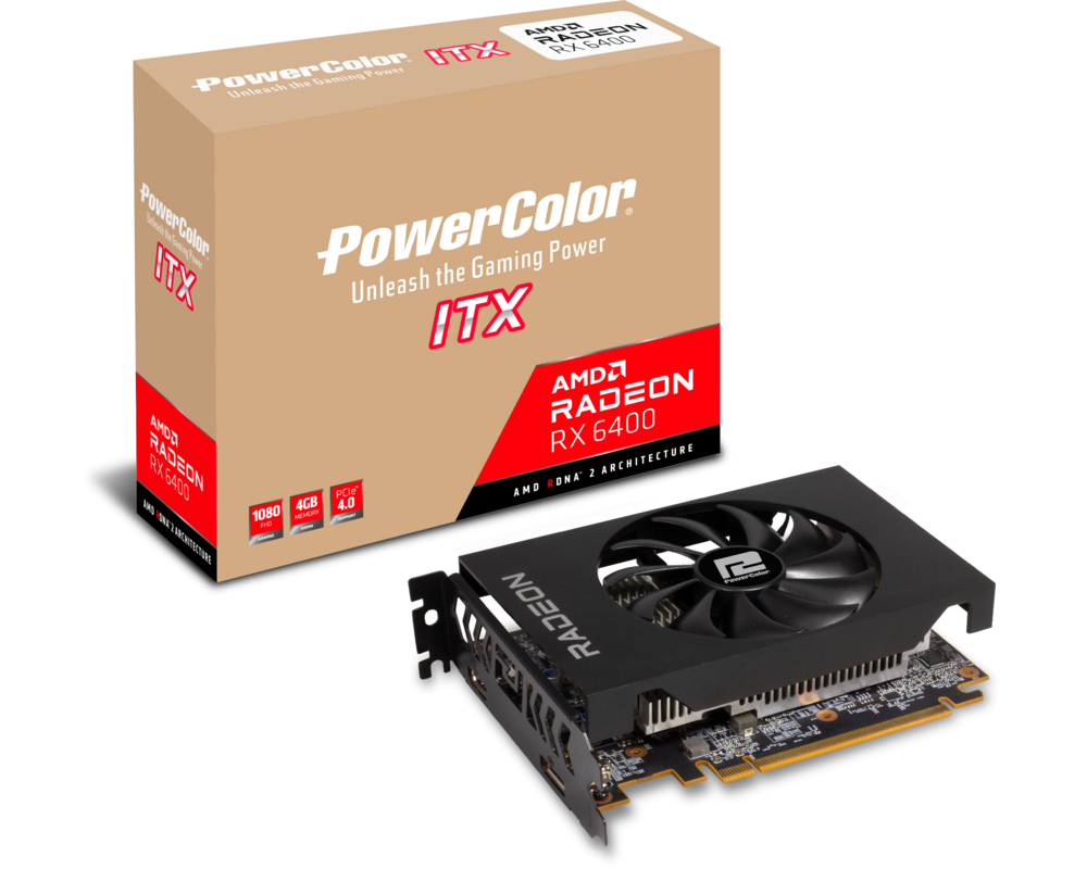 Видеокарта Видеокарта PowerColor AMD Radeon RX 6400 ITX, 4GB 5