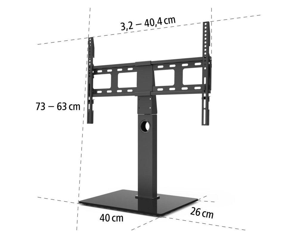 Стойка за TV HAMA, Регулируема, 140 cm (55"), Стъклена основа, Черен 7