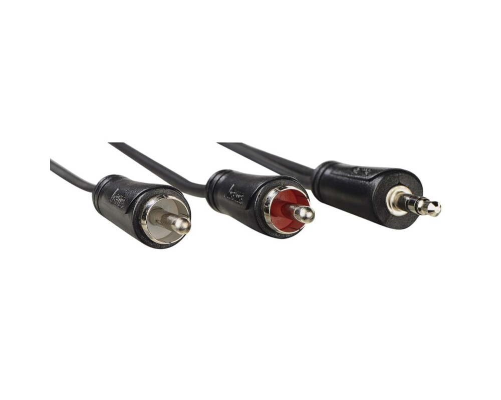 Аудио кабел HAMA, 3.5 mm жак мъжко - 2 x Чинч мъжко, 1.5 m, Стерео, Черен 2