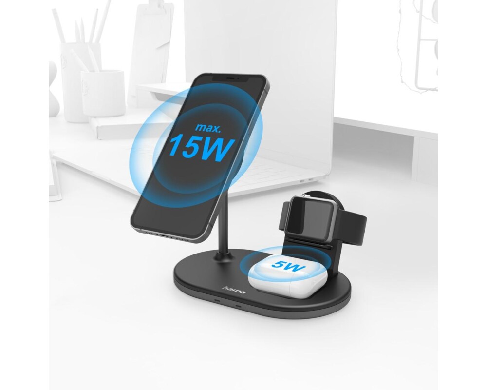 Зарядно Безжично  HAMA MagCharge, За iPhone AirPods, Черен 7