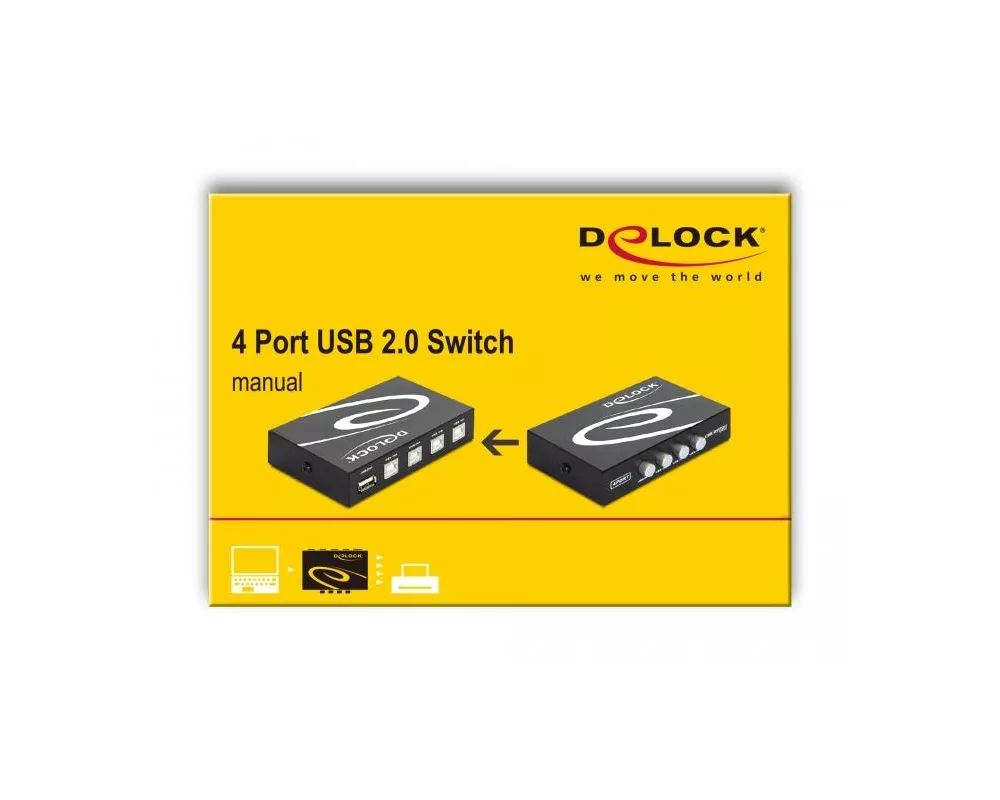 Кабел Превключвател Delock Ръчен, 4 x USB 2.0 порта, Черен 5