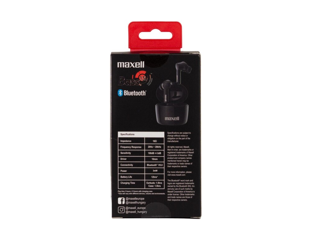 Слушалки Блутут слушалки Maxell Bass13 TWS, True Wireless, Bluetooth 5.0, Черни 3
