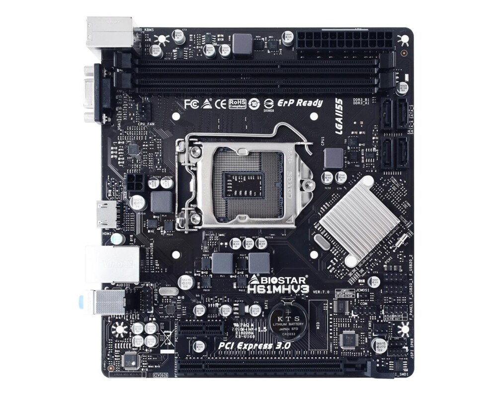 Дънна платка BIOSTAR H61MHV3, Intel H61, sock. 1155, Ver 7.0 2