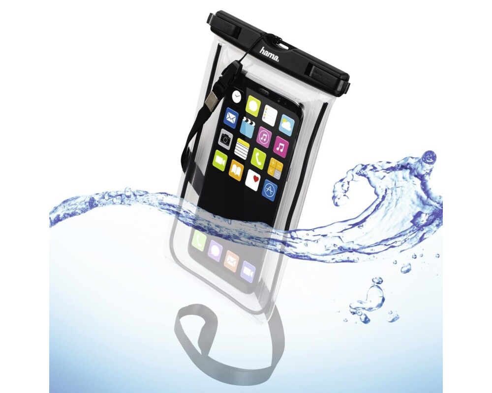 Калъф Чанта за смартфон HAMA Playa, Размер XXL, Водоустойчива IPX8, Прозрачен/Черен 4