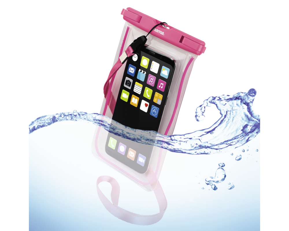 Калъф Чанта за смартфон HAMA Playa, Размер XXL, Водоустойчива IPX8, Прозрачен/Розов 3